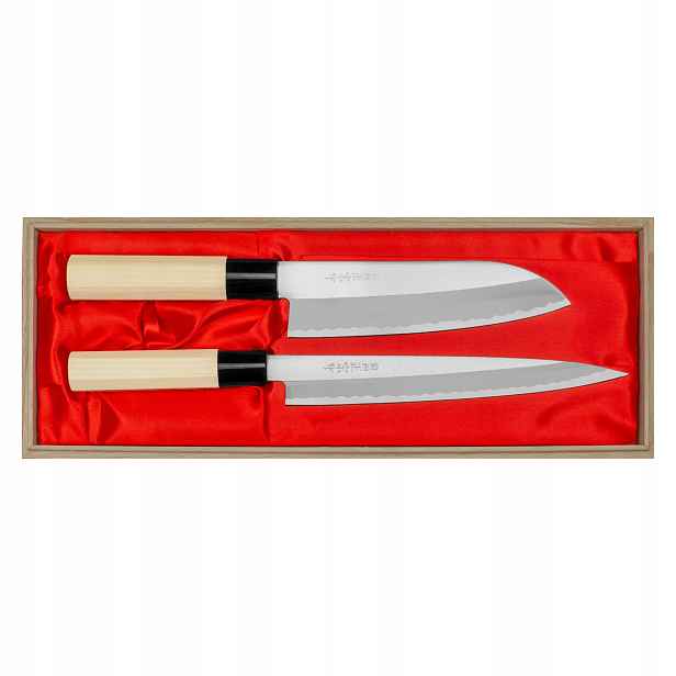 Sada 2 japonských nožů Satake Yoshimitsu santoku 17 cm a sashimi