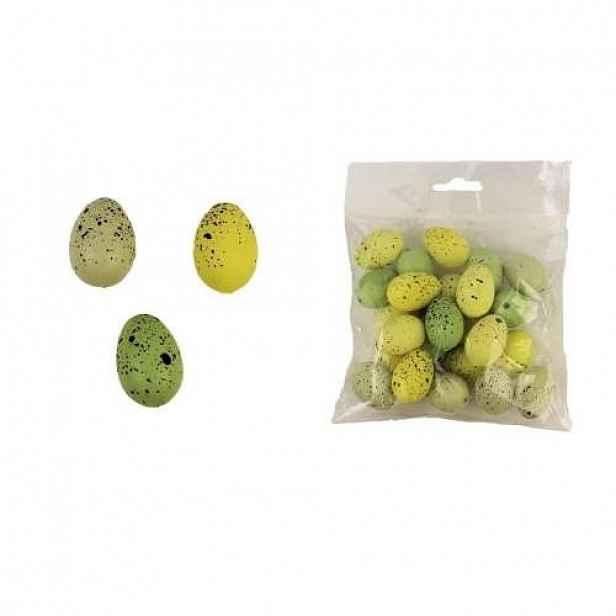 Vejce dekorační kropenaté 24ks plast žlutá/zelená 2cm