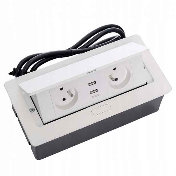 Zatahovací Zásuvka Zapuštěná Do Desky Elektrima 2xUSB 2x230V Bílá