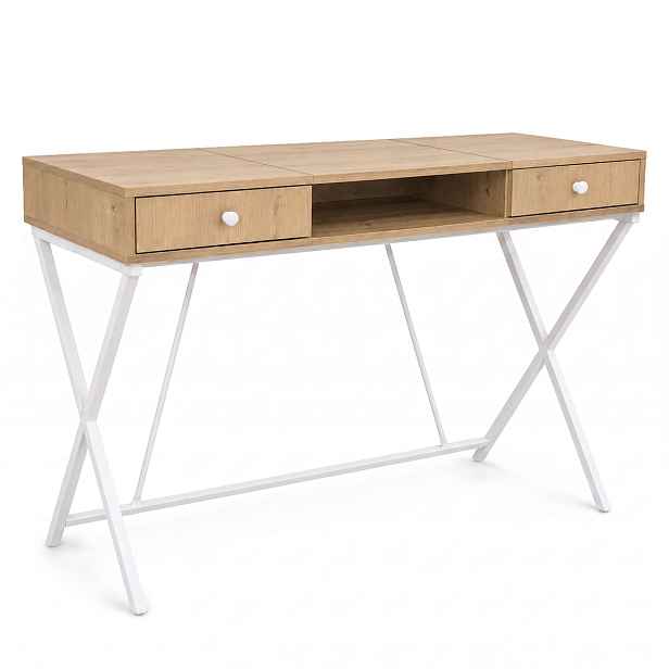 Ak furniture Psací stůl Crossline 120 cm bílý/dub Artisan