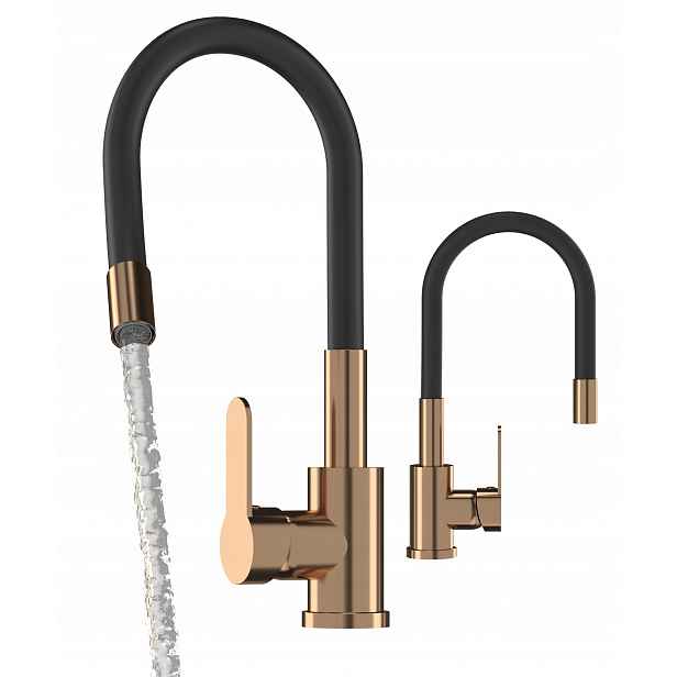 Kuchyňská Baterie Rose Gold Zlatá Flexibilní Kohoutek Do Dřezu Grado
