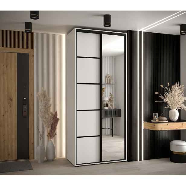 Šatní skříň YVONA 5 - 120/45 cm, bílá / černá