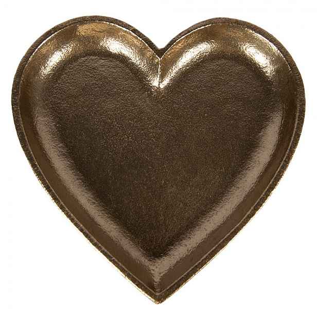 Zlatá antik dekorační miska podnos srdce Raw Gold - 21*21*2 cm Clayre & Eef