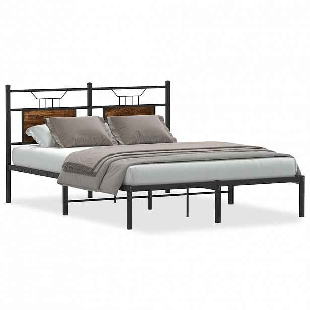 vidaXL Rám postele bez matrace kouřový dub 140x200 cm kompozitní dřevo