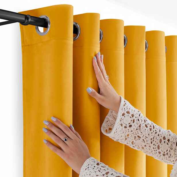 Filumi Záclony Velur hladké oka kuchyně Hořčicová 400x270