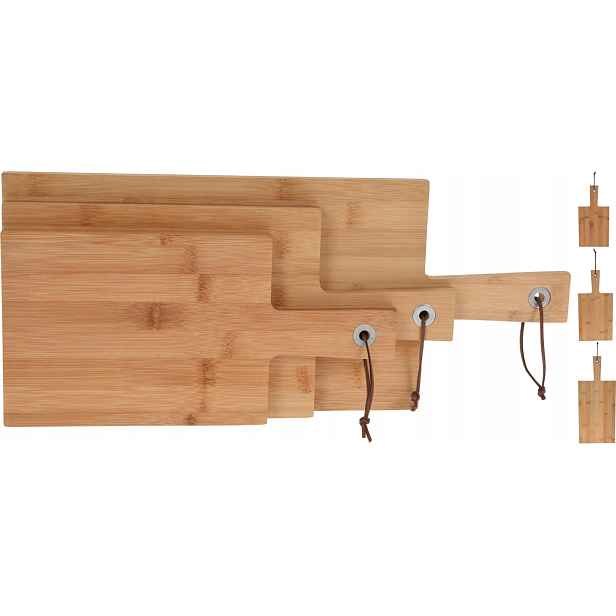 Koopman Sada krájecích desek s rukojetí bamboo 3 ks