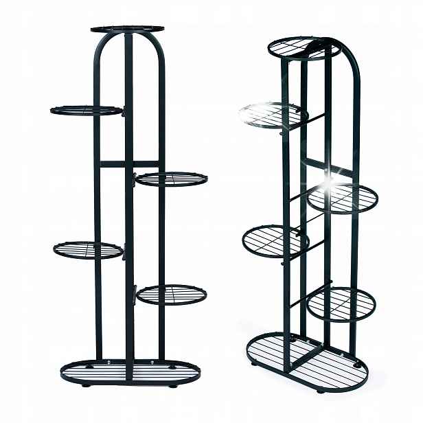 ModernHome PJJPS0014 Kovový stojan na květiny 6 úrovní, 106 cm, černý