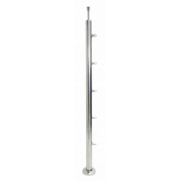 Průchozí Sloupek 42,4x960, 5 Držáků Trubek, Leštěný, Nerezový