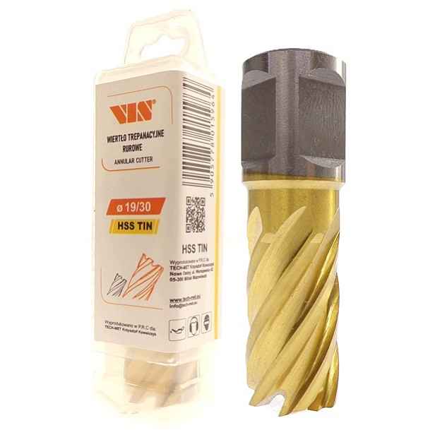 Vrták Korunkový Trepanační Fréz 19 mm 19 x 30 mm Hss Tin