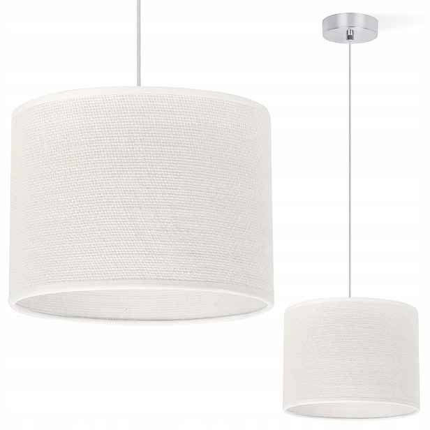 Závěsná Stropní Lampa Lustr S Jutovým Stínidlem Boho Glamour, Zlomená Bílá