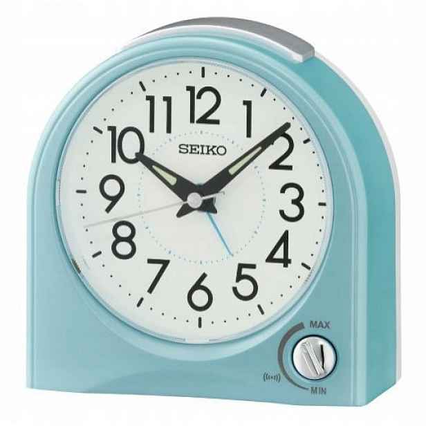 Velký, Čitelný Modrý Budík Seiko QHE204L, Regulace Hlasitosti Alarmu