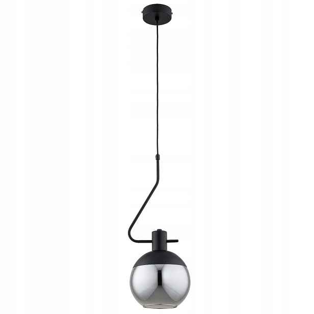 Závěsná lampa černá skleněná kouřová kulička 1xE27 15W Enigma Alfa