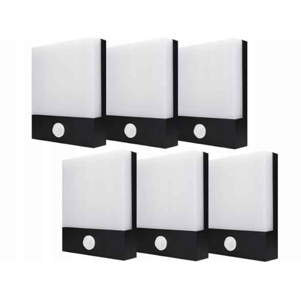 6 x Nástěnné Svítidlo Lampa S Pohybovým Senzorem IP65 Na Zeď Fasáda Domu Altánky