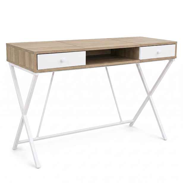 Ak furniture Psací stůl Crossline 120 cm bílý/dub Sonoma