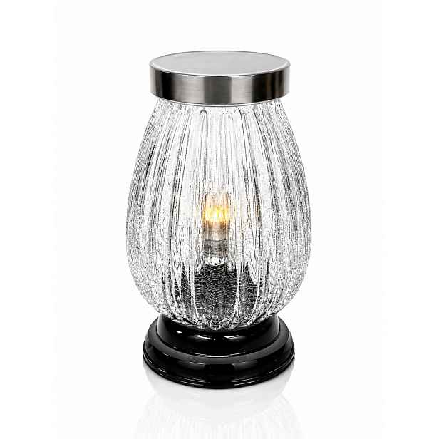 Hřbitovní Svíčka Solární Led Skleněná Premium Matná Oválná 29 cm LS-8
