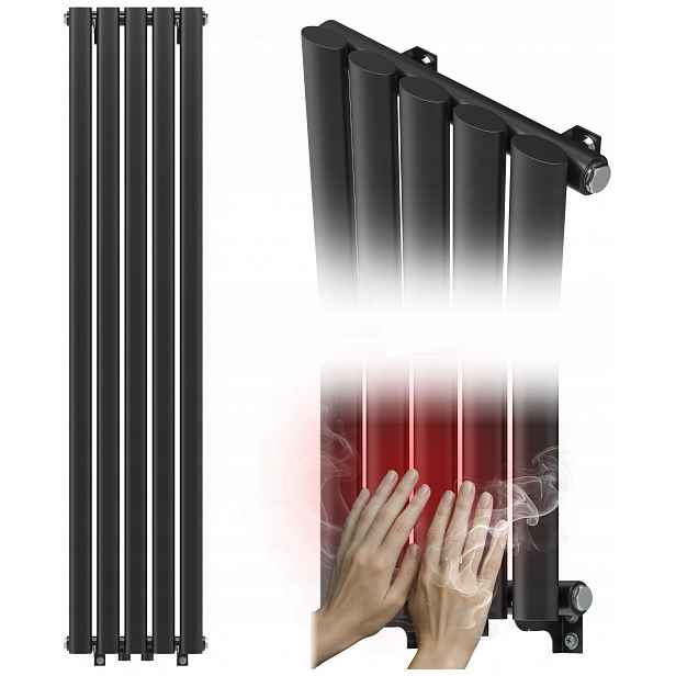 Koupelnový radiátor Axis 140x30 černý dekorativní panelový, vysoký výkon