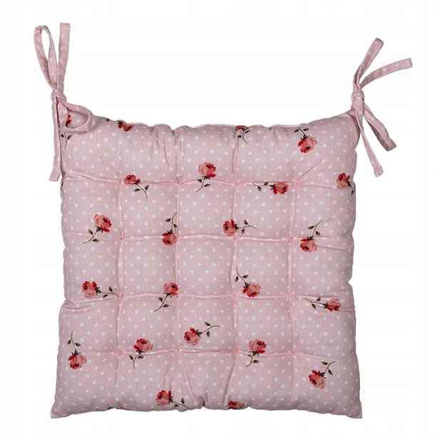 Růžová bavlněná polštář na sezení s výplní Dotty Rose 40x40x4