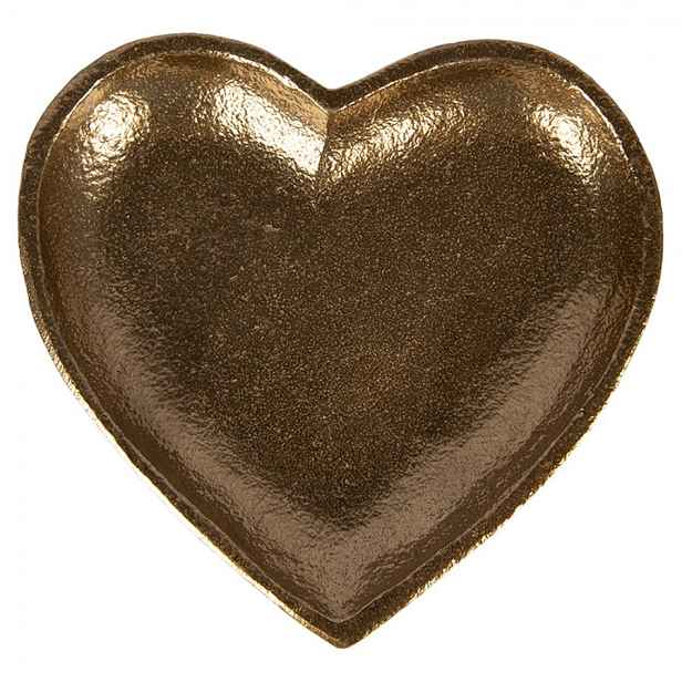 Zlatá antik dekorační miska podnos srdce Raw Gold - 14*14*2 cm Clayre & Eef