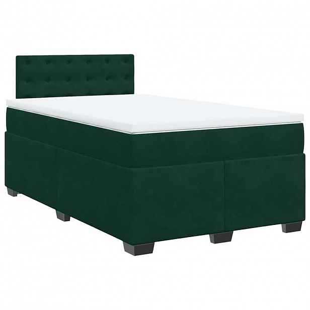 vidaXL Box spring postel s matrací tmavě zelená 140x190 cm samet