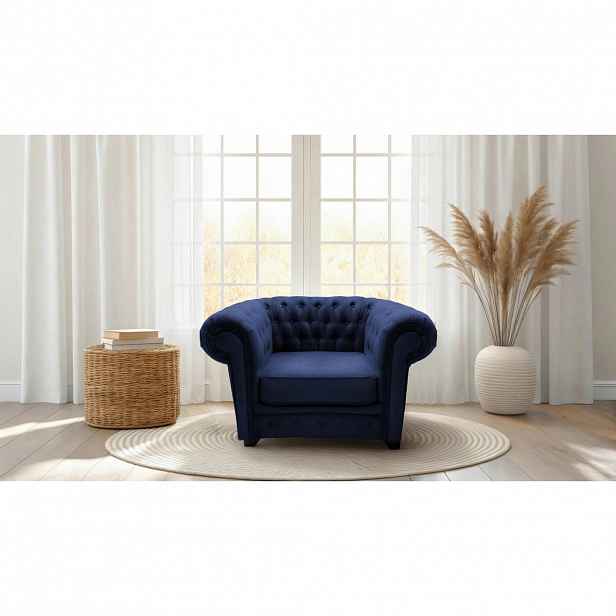 Livetastic KŘESLO CHESTERFIELD, textil, kompozitní dřevo, modrá
