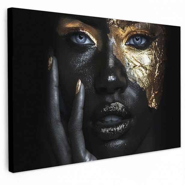 MuchoWow OBRAZ NA PLÁTNĚ Žena - Zlato - Portrét - Černobílý - Luxusní 30x20 cm