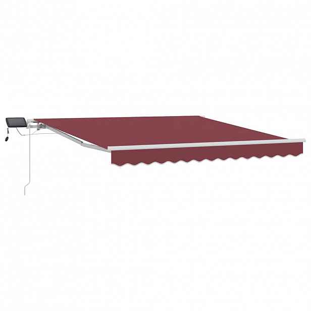 vidaXL Ručně zatahovací markýza s LED burgundská 300 x 250 cm