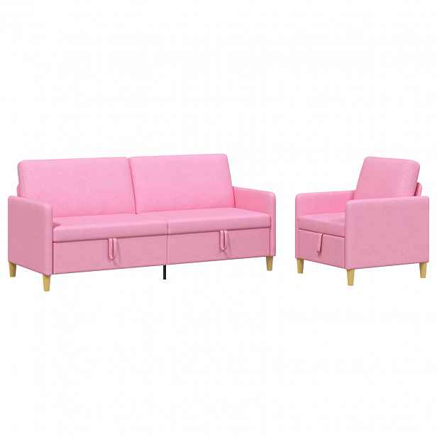 vidaXL Sedačka se storage 2 ks Růžová Polyester