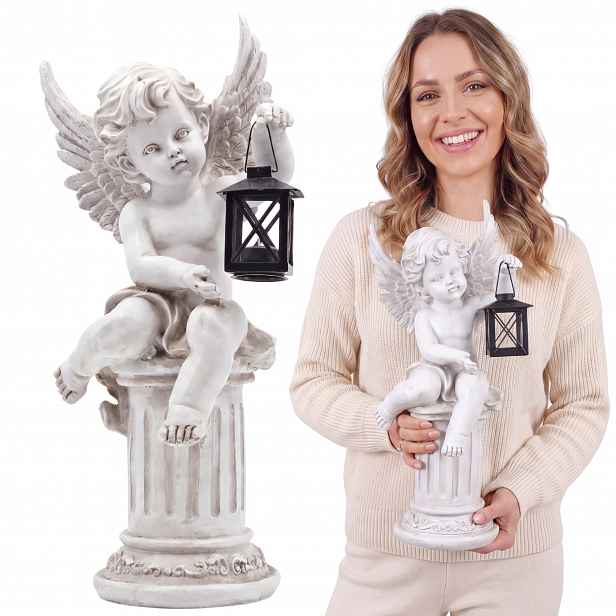 Anděl Velká Náhrobní figurka Bílá Mrazuvzdorná hrobka Hřbitov Památník 53 cm