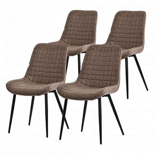 ML-DESIGN JÍDELNÍ ŽIDLE, SADA 4 KS, hnědá umělá kůže