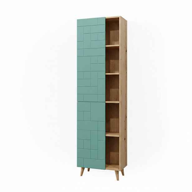 Vicco KOUPELNOVÁ SKŘÍŇKA Rudi Mátově zelená 56 x 193 cm s dvířky a otevřenými přihrádkami