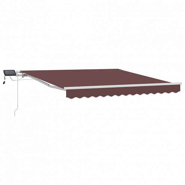 vidaXL Ručně zatahovací markýza s LED světly hnědá 300 x 250 cm