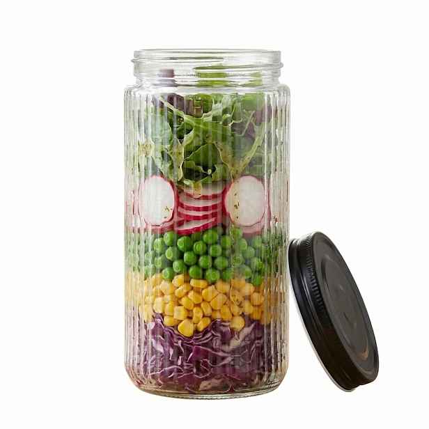 Zeller Present Sklenice na svačinu, dóza na jídlo, víko na závit RIBBED, 950 ml