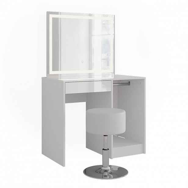 Vicco TOALETNÍ STOLEK Sherry Bílá/bílý vysoký lesk 89.8 cm s LED zrcadlem a stoličkou
