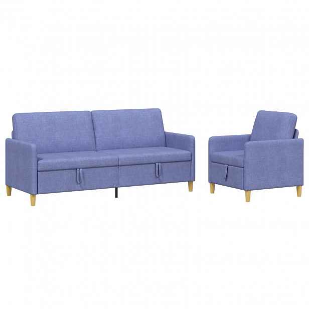 vidaXL Sedačka se storage 2 ks Modrá džínovina Polyester