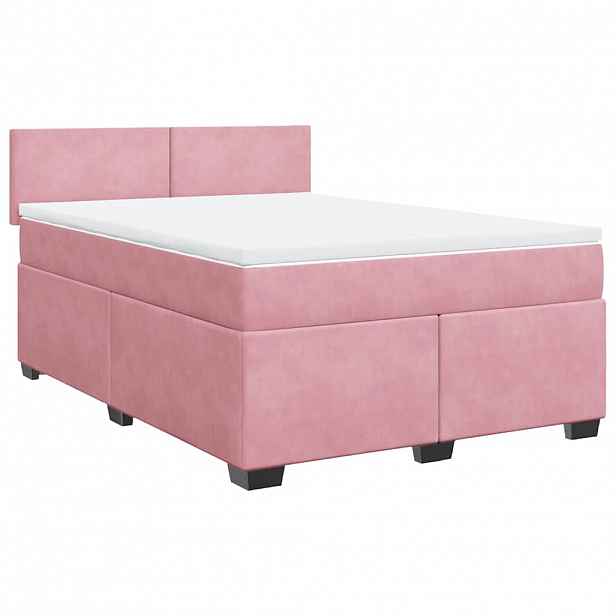 vidaXL Box spring postel s matrací růžová 140x190 cm samet