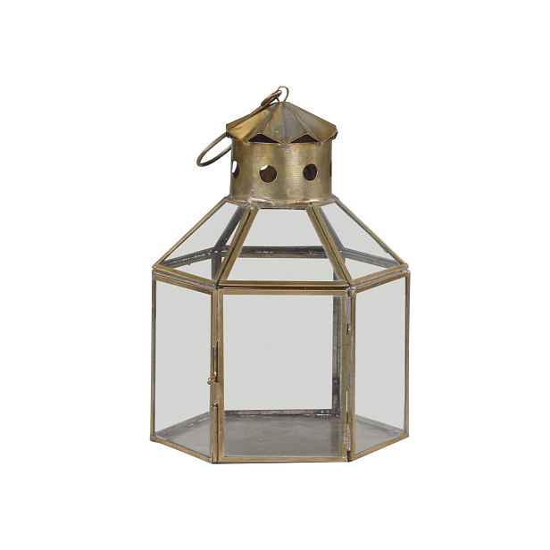 Bronzová antik kovová lucerna Churche - 16*14*22cm Chic Antique