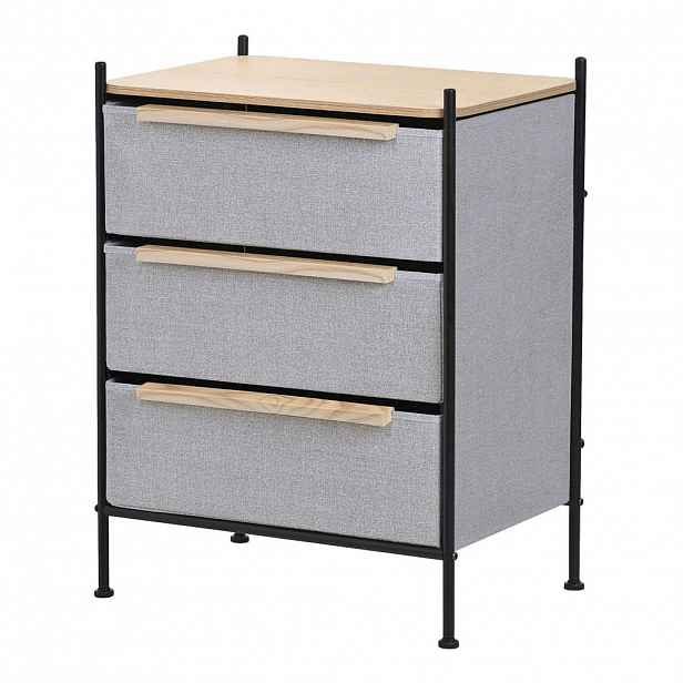 ML-DESIGN KOMODA se 3 zásuvkami z látky 58x78x42,5 cm šedá