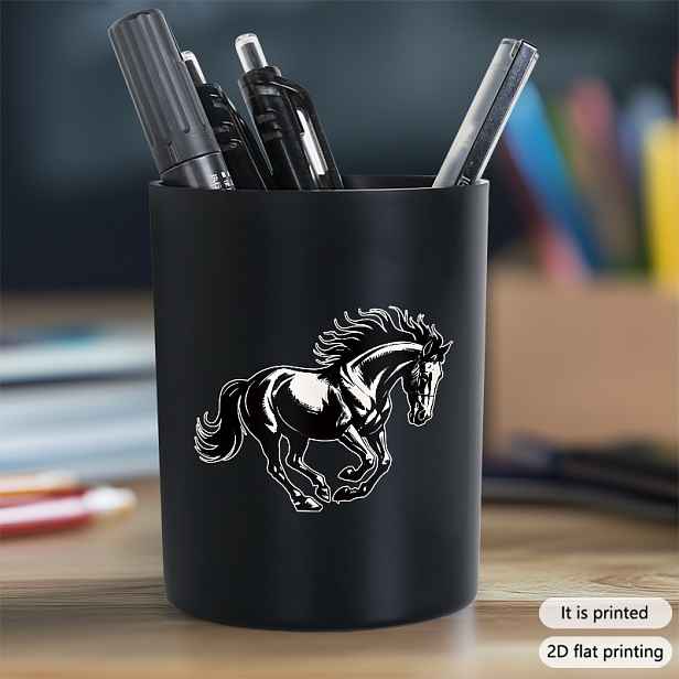 TEMU 2D plochý tisk 1ks Stojan na s galopujícího koně, multifunkční úložný box, trendy kancelářský držák na , krabička na , kancelářské potřeby,