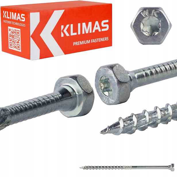Tesařské vruty pro spojovací prvky 8x160 mm 50 ks Torx na klíč Klimas Wkch