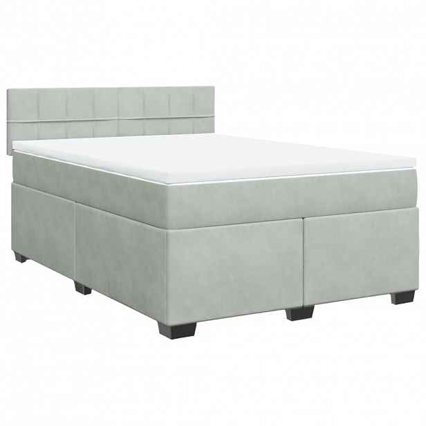 vidaXL Box spring postel s matrací světle šedá 140x190 cm samet