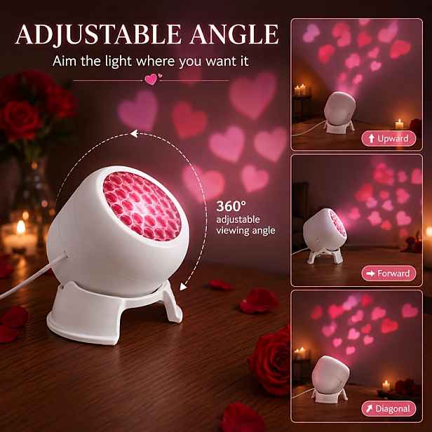 TEMU AMILL USB LED projekční lampa ve tvaru srdce s dynamickým rotujícím srdcem, vhodná na Valentýna, Vánoce, narozeninové oslavy, USB projektor pro