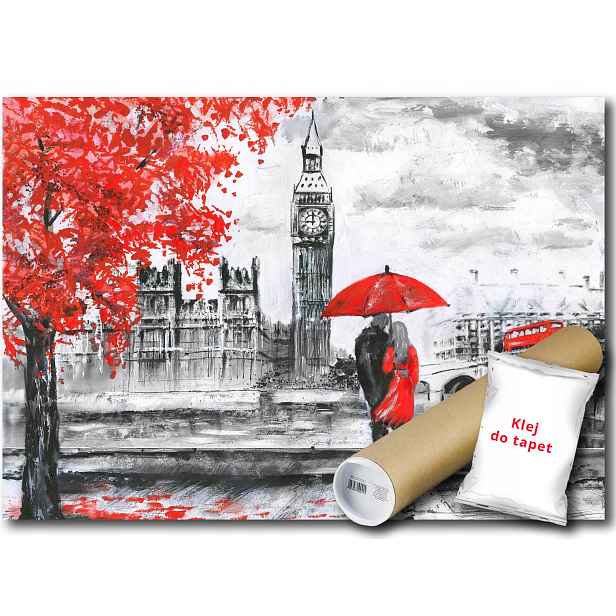 Vinylová fototapeta Město Londýn Westminster Big Ben Déšť Pára 152x104