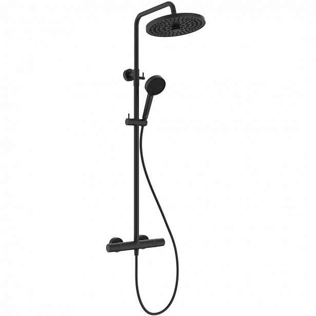 Ideal Standard Ceratherm T25+ - Sprchový set s termostatem, průměr 26 cm, 2 proudy, hedvábná černá A8497XG