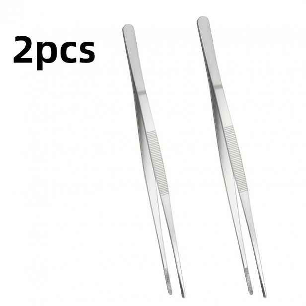 TEMU 2 ks BBQ doplňků - 25 cm, multifunkční nerezový klip na jídlo, kuchyňské vychytávky, vhodné pro venkovní i domácí vaření, nerezové pinzety na