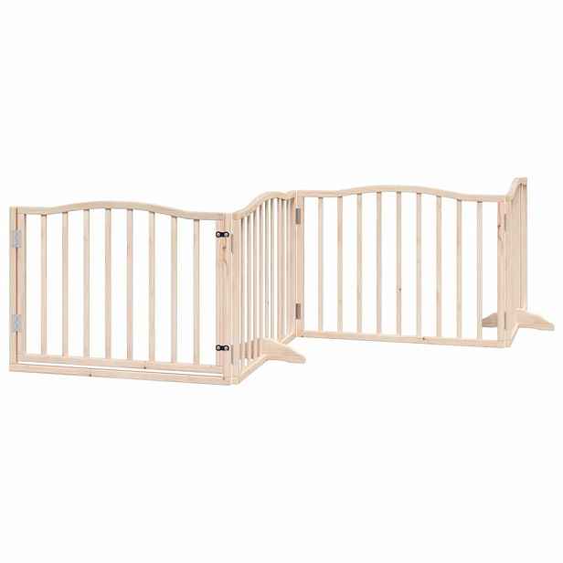vidaXL Zábrana pro psy s dvířky skládací 4 panely 320cm topolové dřevo