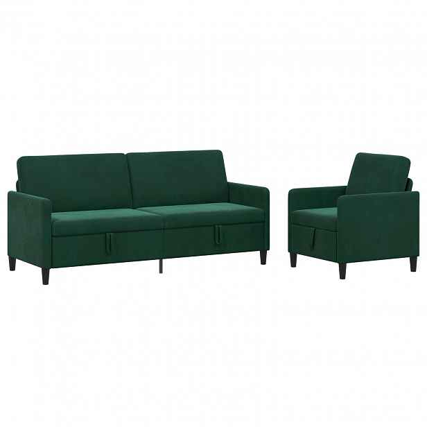 vidaXL Sedačka se storage 2 ks Tmavě zelená Polyester