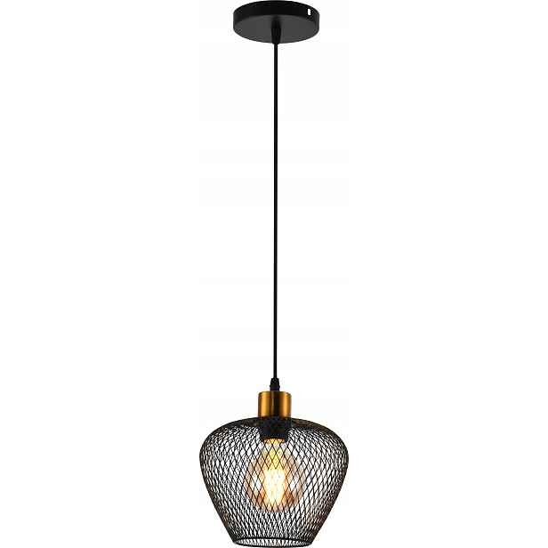 Vargo závěsná lampa industriální síťka kovová černo-mosazná 1xE27