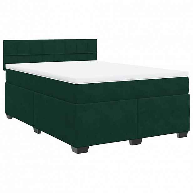 vidaXL Box spring postel s matrací tmavě zelená 140x190 cm samet
