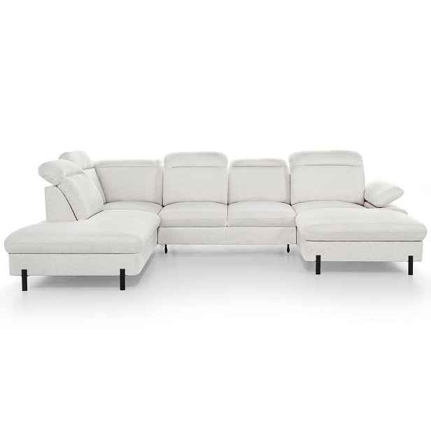 Beautysofa SEDACÍ SOUPRAVA Sora U s funkcí spaní, nastavitelnou hloubkou sedu, opěrkami hlavy a područkou, 365 cm, světle béžová, pravá