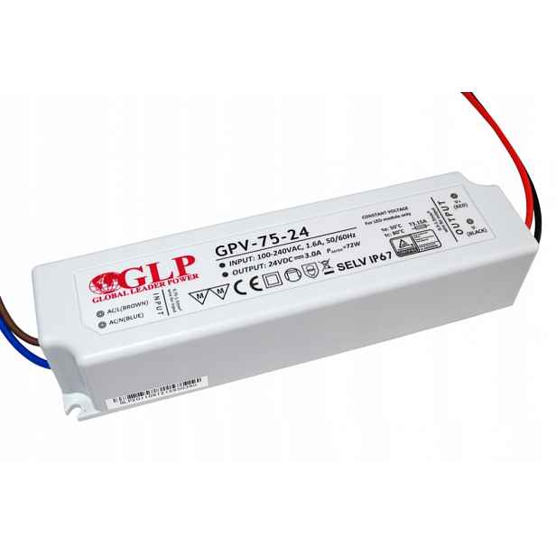Napájecí zdroj 24V 75W 3A vodotěsný pro Led pásky IP67